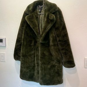 Dark Green Faux Fur Coat